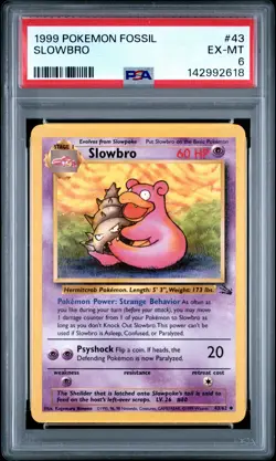 1999 POKEMON FOSSIL #43 SLOWBRO PSA 6 - Image 1