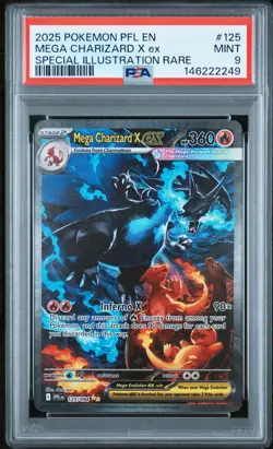 2025 POKEMON PFL SPECIAL ILLUSTRATION RARE #125 MEGA CHARIZARD X EX PSA 9 - Image 1