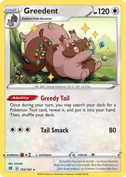 Greedent 152/192 Rare Rebel Clash Pokemon TCG LP - Image 1
