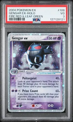 2004 POKEMON EX FIRE RED & LEAF GREEN #108 GENGAR EX-HOLO PSA 3 - Image 1