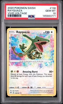 2020 POKEMON SWORD & SHIELD VIVID VOLTAGE #138 RAYQUAZA PSA 10 - Image 1