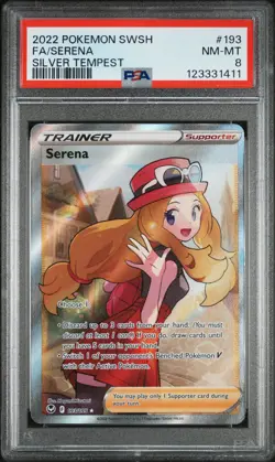 2022 POKEMON SWORD & SHIELD SILVER TEMPEST #193 FULL ART/SERENA PSA 8 - Image 1