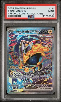 2025 POKEMON PRISMATIC EVOLUTIONS SPECIAL ILLUSTRATION RARE IRON HANDS EX PSA 9 - Image 1