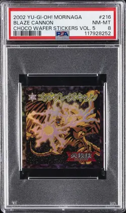2002 YU-GI-OH! MORINAGA CHOCOLATE WAFER STICKERS VOL. 5 #216 BLAZE CANNON PSA 8 - Image 1