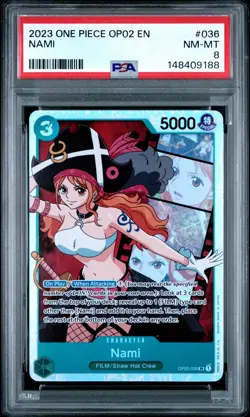 2023 ONE PIECE OP02-PARAMOUNT WAR #036 NAMI PSA 8 - Image 1