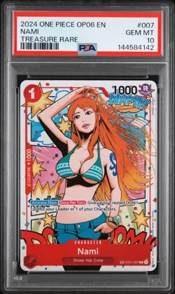 2024 ONE PIECE ST01 007 OP06 WINGS OF THE CAPTAIN NAMI TREASURE RARE PSA 10 - Image 1