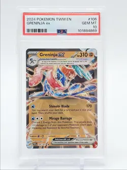 GRENINJA EX 2024 POKEMON TWILIGHT MASQUERADE DOUBLE RARE 106/167 PSA 10 Q0465 - Image 1