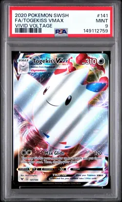 2020 POKEMON SWORD & SHIELD VIVID VOLTAGE #141 FULL ART/TOGEKISS VMAX PSA 9 - Image 1