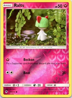 RALTS 139/214 COMMON LOST THUNDER POKEMON LP REVERSE HOLO - Image 1