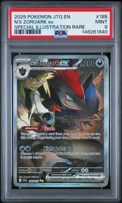 2025 POKEMON JOURNEY TOGETHER SPECIAL ILLUSTRATION RARE N'S ZOROARK EX PSA 9 - Image 1