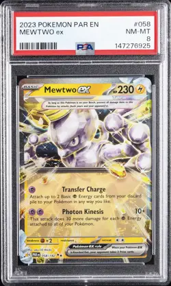 2023 POKEMON PAR EN-PARADOX RIFT #058 MEWTWO EX PSA 8 - Image 1