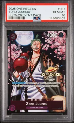 2025 ONE PIECE CHAMPIONSHIP 2025-26 EVENT PACK #067 ZORO-JUUROU PSA 10 - Image 1