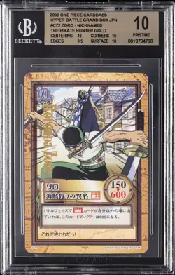 2000 ONE PIECE CARDASS GOLD #C72 ZORO, NICKNAMED THE PIRATE HUNTER BGS 10 - Image 1