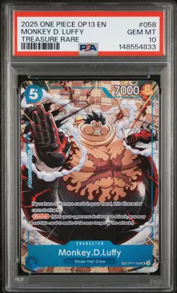 2025 ONE PIECE OP13-CARRYING ON HIS WILL TREASURE RARE MONKEY D. LUFFY PSA 10 - Image 1