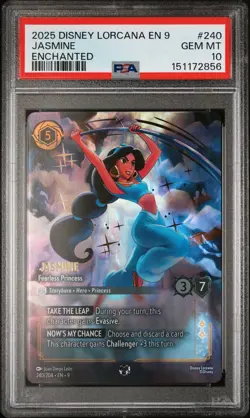 2025 DISNEY LORCANA EN 9-FABLED ENCHANTED JASMINE - FEARLESS PRINCESS PSA 10 - Image 1