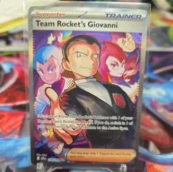 Pokemon Team Rocket's Giovanni 238/182 Full Art Holo Trainer Card - Image 1
