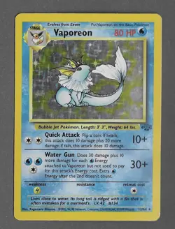 VAPOREON Holo 12/64 Jungle Set Pokemon Card - Image 1