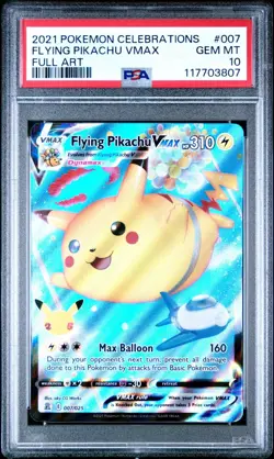 PSA 10 Flying Pikachu VMAX Holo 007/025 Celebrations Full Art Pokemon Card GEM - Image 1