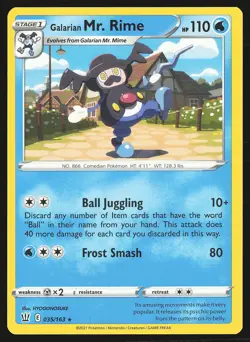 SWSH05: Battle Styles Galarian Mr. Rime #035/163 Rare Pokemon Card - Image 1
