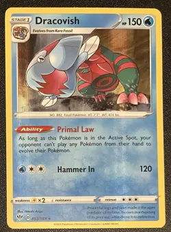 Pokemon TCG Card Dracovish 053/189 Holo Rare Sword Shield Holo Bleed 2020 NM - Image 1