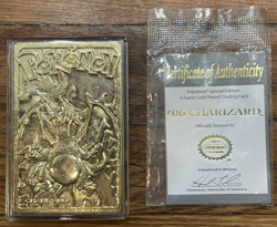 POKEMON Charizard #06 23k Gold Plated Card Vintage 1999 Burger King Promo COA - Image 1