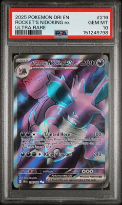 2025 POKEMON DRI EN-DESTINED RIVALS ULTRA RARE TEAM ROCKET'S NIDOKING EX PSA 10 - Image 1