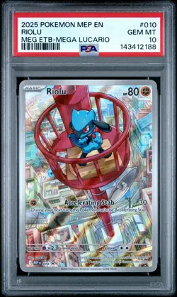 2025 POKEMON MEP EN-ME BLACK STAR PROMO #010 RIOLU PSA 10 - Image 1