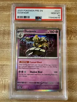 2025 POKEMON PRE EN-PRISMATIC EVOLUTIONS #037 DUSKNOIR PSA 10 *POP 4* - Image 1