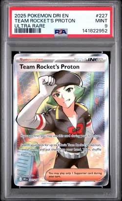 2025 POKEMON DRI EN-DESTINED RIVALS ULTRA RARE #227 TEAM ROCKET'S PROTON PSA 9 - Image 1