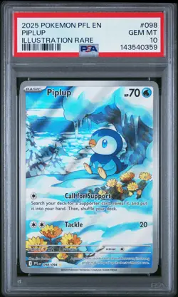 2025 POKEMON PFL EN-PHANTASMAL FLAMES ILLUSTRATION RARE #098 PIPLUP PSA 10 - Image 1