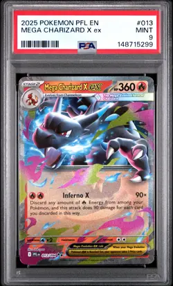 2025 POKEMON PFL EN-PHANTASMAL FLAMES #013 MEGA CHARIZARD X EX PSA 9 - Image 1