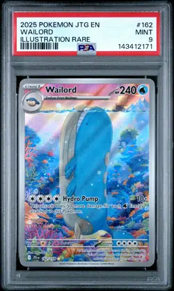 2025 POKEMON JTG EN-JOURNEY TOGETHER ILLUSTRATION RARE #162 WAILORD PSA 9 - Image 1