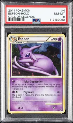 2011 POKEMON CALL OF LEGENDS #4 ESPEON-HOLO PSA 8 - Image 1