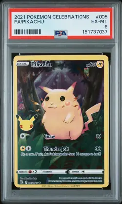 2021 POKEMON CELEBRATIONS #005 FULL ART/PIKACHU PSA 6 - Image 1