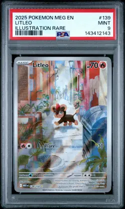 2025 POKEMON MEG EN-MEGA EVOLUTION ILLUSTRATION RARE #139 LITLEO PSA 9 - Image 1