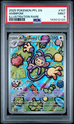 2025 POKEMON PFL EN-PHANTASMAL FLAMES ILLUSTRATION RARE #107 AMBIPOM PSA 9 - Image 1