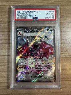 Charizard Ex 2024 Pokemon Paldean Fates Tin Black Star Promo #074 PSA 10 - Image 1