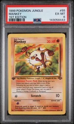 1999 POKEMON JUNGLE 1ST EDITION #55 MANKEY PSA 6 - Image 1