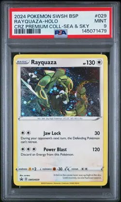 2024 POKEMON SWSH PROMO CROWN ZENITH PREMIUM COLLECTION #029 RAYQUAZA-HOLO PSA 9 - Image 1