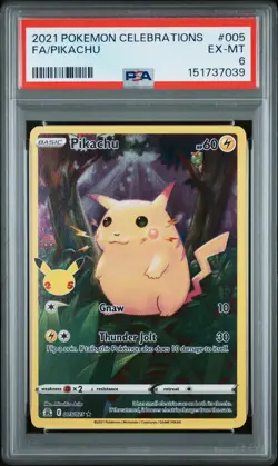 2021 POKEMON CELEBRATIONS #005 FULL ART/PIKACHU PSA 6 - Image 1