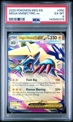 2025 POKEMON MEG EN-MEGA EVOLUTION #050 MEGA MANECTRIC EX PSA 6 - Image 1