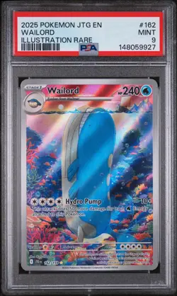 2025 POKEMON JTG EN-JOURNEY TOGETHER ILLUSTRATION RARE #162 WAILORD PSA 9 - Image 1