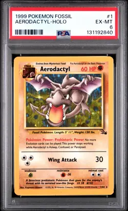 1999 POKEMON FOSSIL #1 AERODACTYL-HOLO PSA 6 - Image 1