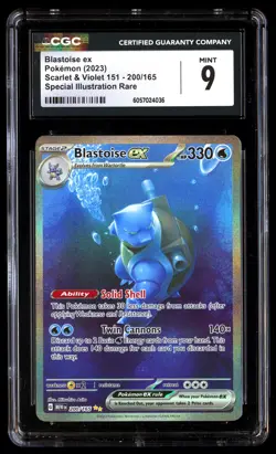 CGC 9 Blastoise EX 200/165 Pokemon Scarlet & Violet 151 2023 English - Image 1