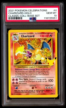 PSA 10 Charizard Holo 4 Pokemon Celebrations Classic Collection 2021 Base Set - Image 1