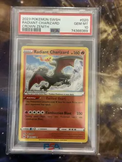 2023 Pokemon Sword And Shield Crown Zenith Radiant Charizard #020 PSA 10 - Image 1