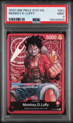 2022 ONE PIECE STARTER DECK ST01-STRAW HAT CREW #001 MONKEY D. LUFFY PSA 9 - Image 1