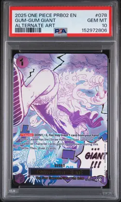 2025 ONE PIECE PRB02-PREMIUM BOOSTER ALTERNATE ART #078 GUM-GUM GIANT PSA 10 - Image 1