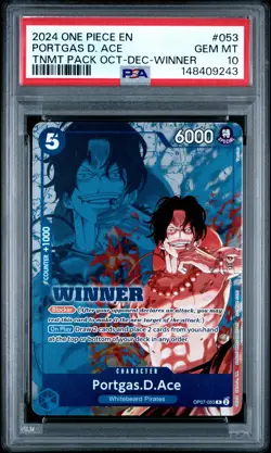 2024 ONE PIECE TOURNAMENT PACK OCTOBER-DECEMBER WINNER PORTGAS D. ACE PSA 10 - Image 1