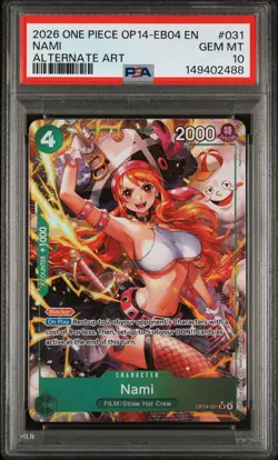 2026 ONE PIECE OP14-EB04-THE AZURE SEA'S SEVEN ALTERNATE ART #031 NAMI PSA 10 - Image 1